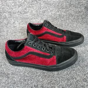Vans Old Skool Velvet Women Size 7 Red Black Goth